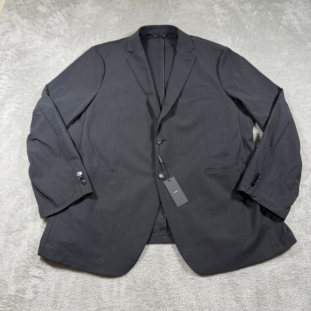 Sene Sport Blazer Men 48R Black Unstructured Solid Two Button 100% Polyester NWT